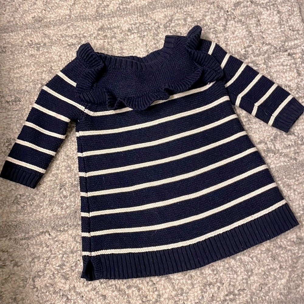 Baby Gap 》 Girls Knit Navy Baby Dress 》0-3 months